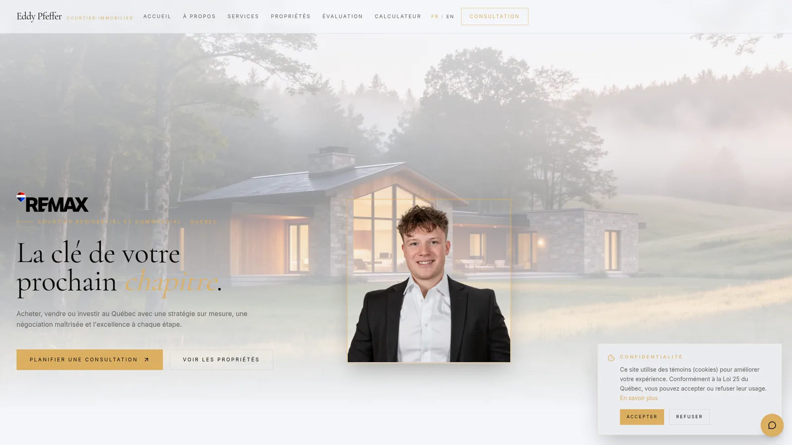 Site web Eddy Pfeffer — courtier immobilier au Québec